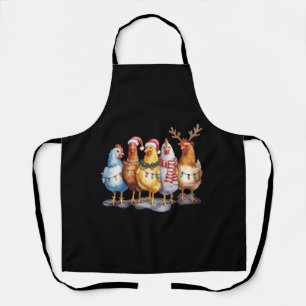 Funny Chicken Christmas Lights Farm Animal Xmas Apron