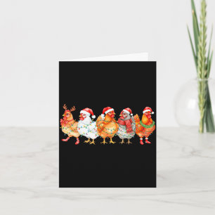 Funny chicken christmas lights farm animal xmas card
