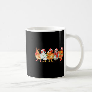Funny chicken christmas lights farm animal xmas coffee mug