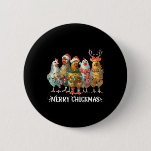 Funny Chicken Christmas Lights Farm Animal Xmas Ho 6 Cm Round Badge