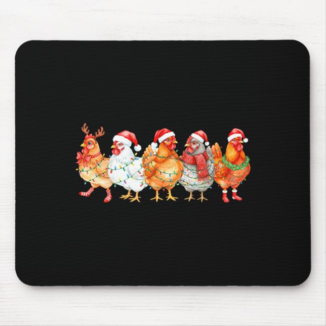 Funny Chicken Christmas Lights Farm Animal Xmas Ho Mouse Pad (Front)