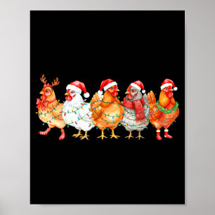 Funny Chicken Christmas Lights Farm Animal Xmas Ho Poster