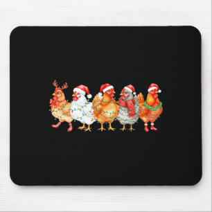 Funny chicken christmas lights farm animal xmas mouse pad