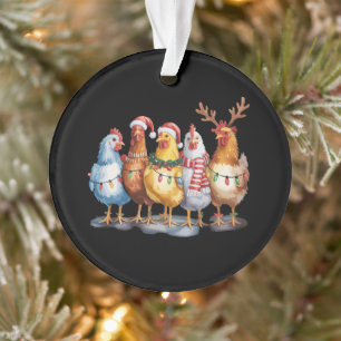 Funny Chicken Christmas Lights Farm Animal Xmas Ornament