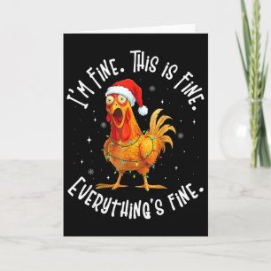 Funny Chicken Christmas Lights I'm Fine This Is Fi Card