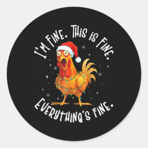 Funny Chicken Christmas Lights I'm Fine This Is Fi Classic Round Sticker