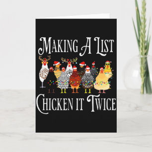 Funny Chicken Christmas, Making A List Chicken It  Card