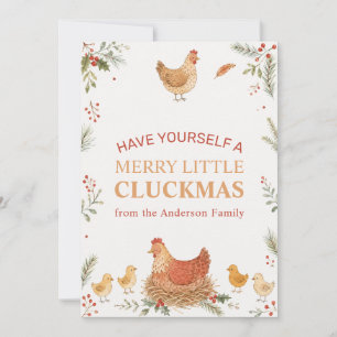 Funny Chicken Christmas Photo Merry Cluckmas Holiday Card