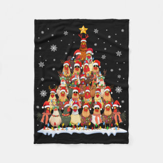 Funny Chicken Christmas Tree Pajamas Xmas Men Wome Fleece Blanket