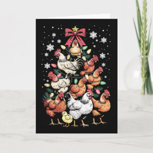 Funny Chicken Christmas Tree Poultry Farm Animal L Card