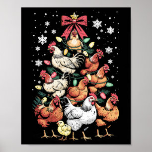 Funny Chicken Christmas Tree Poultry Farm Animal L Poster