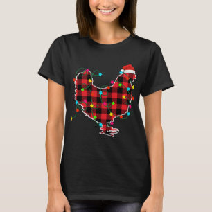 Funny Chicken Christmas Tree Red Plaid Xmas Animal T-Shirt