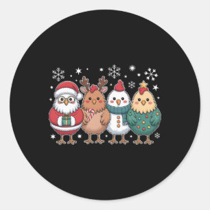Funny Chicken Christmas Tree Santa Xmas Hen Chicke Classic Round Sticker