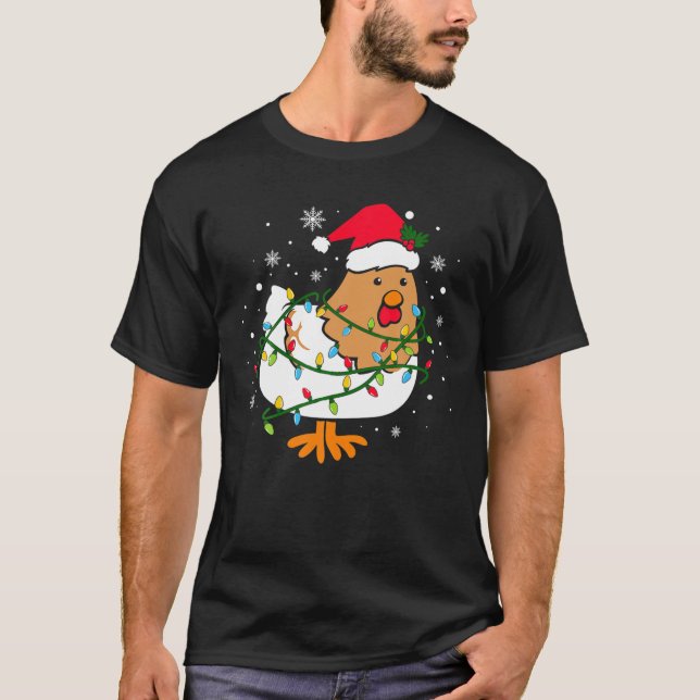 Funny Chicken Christmas Tree T-Shirt (Front)
