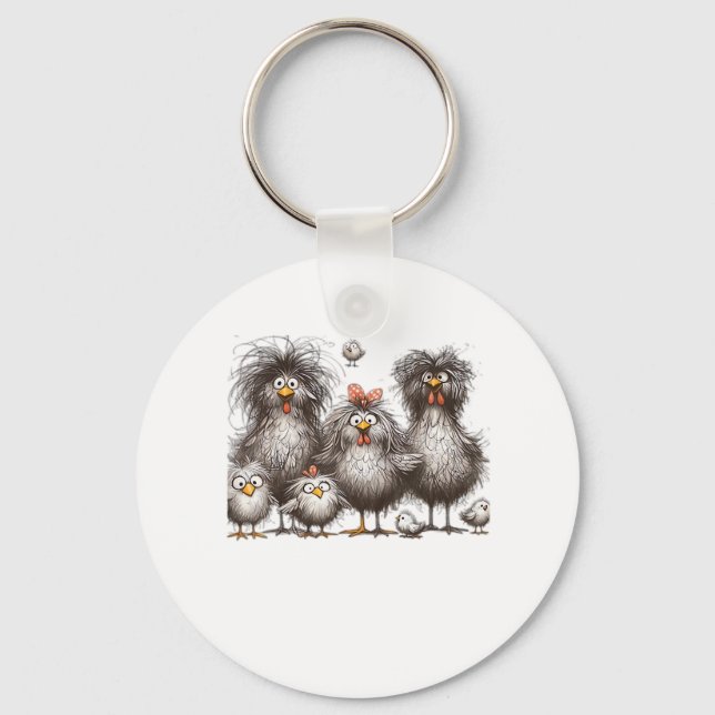 Funny Chicken Classic Retro Style Key Ring (Front)
