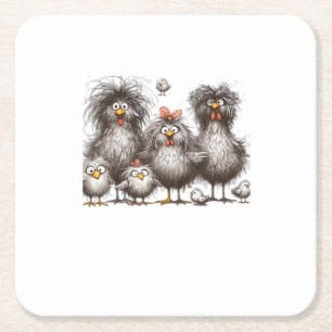 Funny Chicken Classic Retro Style Square Paper Coaster