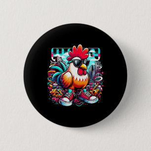 Funny Chicken Cool Graffiti Urn Art Street 6 Cm Round Badge