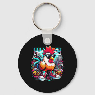 Funny Chicken Cool Graffiti Urn Art Street Key Ring