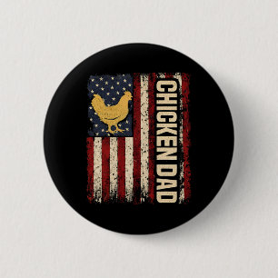 Funny Chicken Dad Retro Usa Flag Poultry Farmer Fa 6 Cm Round Badge