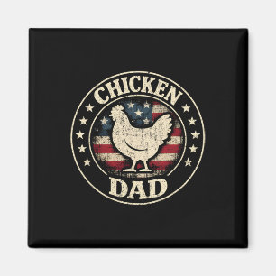 Funny Chicken Dad Retro Usa Flag Poultry Farmer Fa Magnet