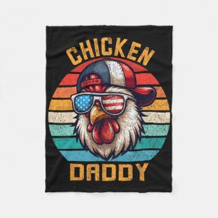 Funny Chicken Daddy Farmer Fourth Of July Usa Inde Fleece Blanket