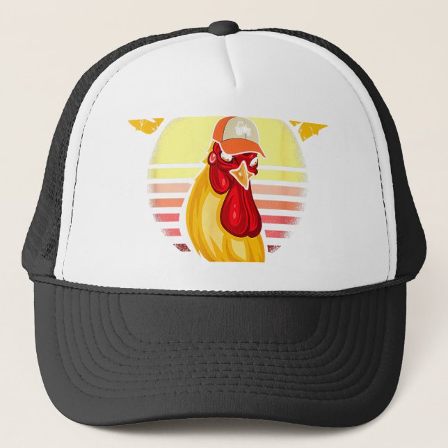 Funny Chicken Daddy Farmer King Of Farm Chicks Pou Trucker Hat (Front)