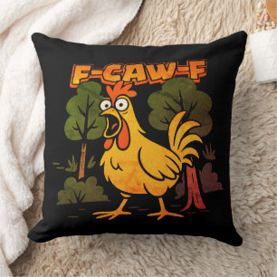 Funny Chicken Design – F-Caw-F Cartoon Animal Humo Cushion