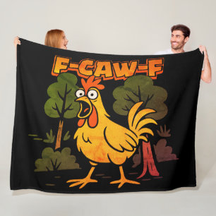 Funny Chicken Design – F-Caw-F Cartoon Animal Humo Fleece Blanket