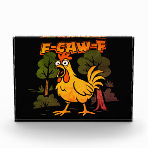 Funny Chicken Design – F-Caw-F Cartoon Animal Humo Photo Block