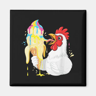 Funny Chicken Eating Banana Ice Cream Dripping Car Magnet