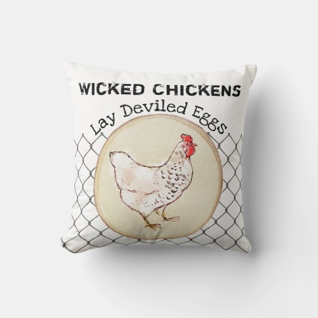 Funny Chicken Egg Novelty Rustic Shabby Farmhouse Cushion (Front)