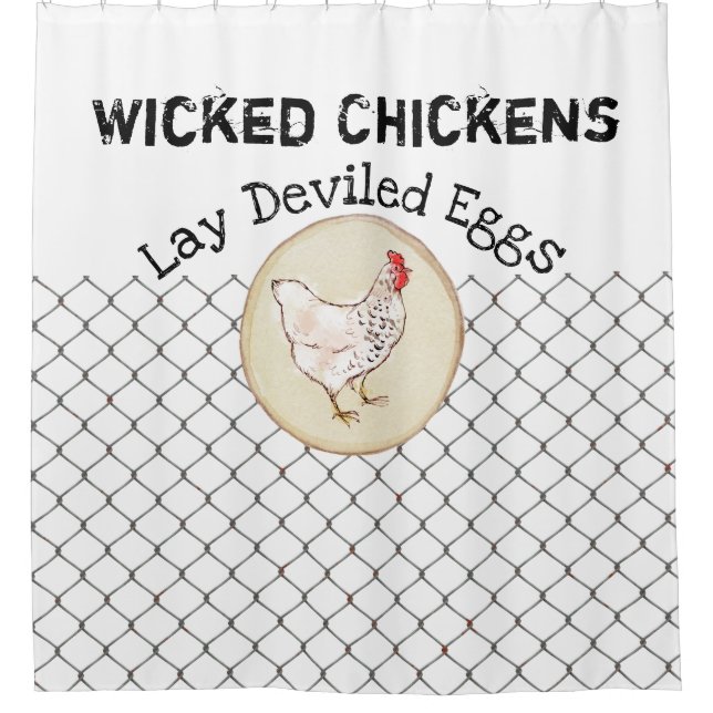Funny Chicken Egg Novelty Rustic Shabby Farmhouse Shower Curtain (Front)