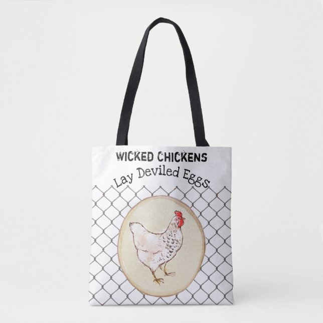 Funny Chicken Egg Novelty Rustic Shabby Farmhouse Tote Bag (Front)