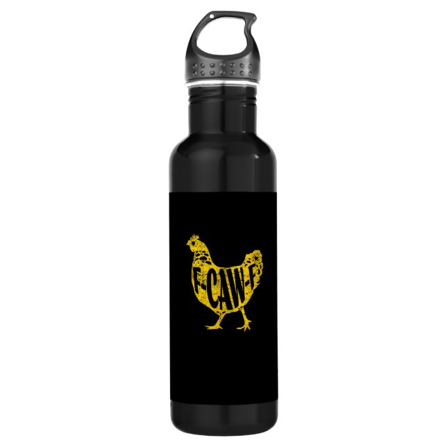 Funny Chicken F-Caw-F Hen Poultry Rooster Coop 710 Ml Water Bottle (Front)