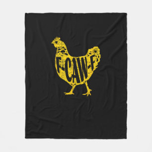 Funny Chicken F-Caw-F Hen Poultry Rooster Coop Fleece Blanket