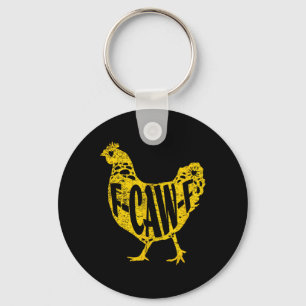Funny Chicken F-caw-f Hen Poultry Rooster Coop Men Key Ring
