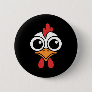 Funny Chicken Face Big Eyes Cartoon Rooster Hallow 6 Cm Round Badge