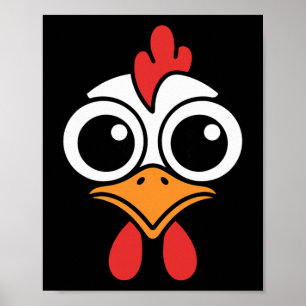 Funny Chicken Face Big Eyes Cartoon Rooster Hallow Poster