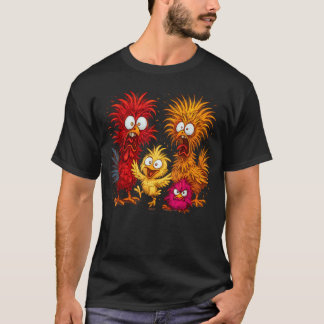 Funny Chicken Family Crazy Chicken Cartoon T-Shirt