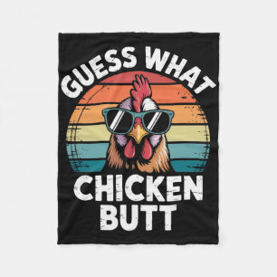 Funny Chicken Farmer Farming Guess What Chicken Bu Fleece Blanket
