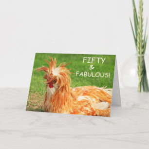 Funny Chicken Fifty & Fabulous Birthday Card