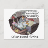 Funny Chicken Funeral Planning with cute chickens