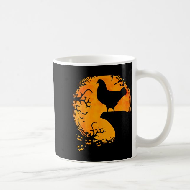 Funny Chicken Halloween Moon Silhouette Soky Chick Coffee Mug (Right)