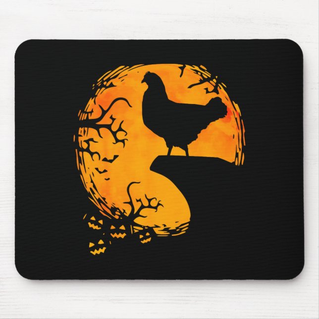 Funny Chicken Halloween Moon Silhouette Soky Chick Mouse Pad (Front)