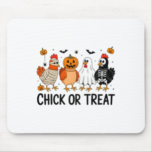Funny Chicken Halloween Pumpkin Chick Or Treat Chi Mouse Pad