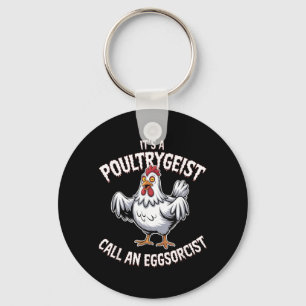 Funny Chicken Halloween Shirt Poultrygeist Call Key Ring