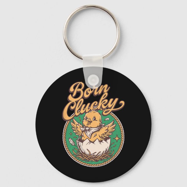 Funny Chicken Heist Coops Boss Don Rooster Born Cl Key Ring (Front)