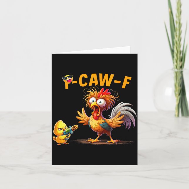 Funny Chicken Humor Quote Rooster Meme Caw F For M Card (Front)