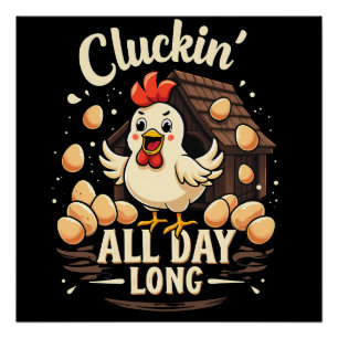 Funny Chicken Humour Rustic Farm Life Throw Pillow Poster