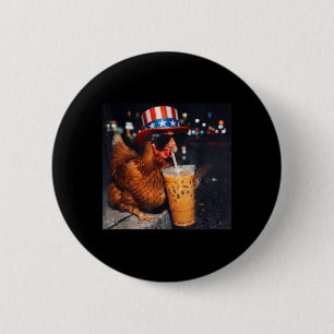 Funny Chicken Iced Coffee Meme Retro Urban Gen Z 6 Cm Round Badge